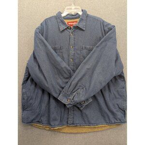 Wrangler Jacket Mens 3XL Blue Sherpa Lined Denim Button Front Fleece